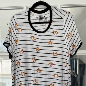 Striped corgi t-shirt Black Matter